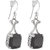 Jazz Jewellery Rhodium Plated Square Black Cubic Zirconium Dangle Earrings for Women and Girls