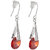 Jazz Jewellery Rhodium Plated Red Solitaire Cubic Zirconium Dangle Earrings for Women and Girls