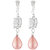 Jazz Jewellery Rhodium Plated White Cubic Zirconium and Pink Pearl Drop Dangle Earring for Women and Girls