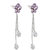 Jazz Jewellery Purple Flower Shape Floral Drop Cubic Zirconium Earrings for Women and Girls