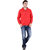 Christy World Red Hooded Long Sleeve Sweatshirt For Men