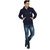 Christy World Blue Hooded Long Sleeve Sweatshirt For Men