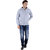 Christy World Gray Hooded Long Sleeve Sweatshirt For Men