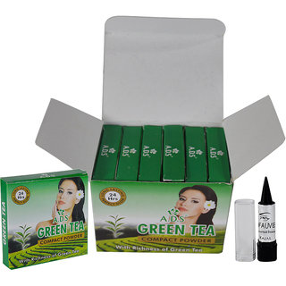 Buy ADS Green Tea Compact Powder Pack of 6 Free Kajal Online @ ₹400 ...