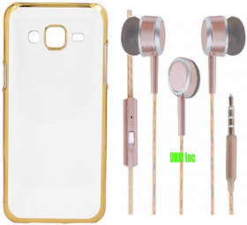Golden Chrome TPU Soft Back Cover and Scented Rose Gold Earphones with Mic for Coolpad Note 3 Lite
