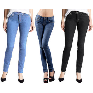 Black Light And Dark Blue Slim Fit Denim Jeans Combo Of 3