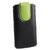 Emartbuy Black / Green Plain Premium PU Leather Slide in Pouch Case Cover Sleeve Holder ( Size 4XL ) With Pull Tab Mechanism Suitable For ZTE Blade D2