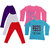 IndiWeaves Girls Cotton Full Sleeves Printed T-Shirt and Cotton Legging (Pack of 5)_Purple::White::Red::Pink::Blue_Size: 6-7 Year