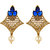 Fabula's Gold & Blue Zircon American Diamond AD CZ  & Pearl Traditional Ethnic Jewellery Jewellery Filigree Drop Earrings for Women, Girls & Ladies
