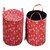 Sns Red Floral Round Foldable Laundry Bag