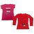 IndiWeaves Girls Cotton 1 Full Sleeves Printed T-Shirt and 1 Half Sleeves T-Shirt (Pack of 2)_Red::Pink_Size: 8-9 Year