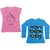 Indistar Girls Cotton 1 Full Sleeves Printed T-Shirt and 1 Half Sleeves T-Shirt (Pack of 2)_Blue::Pink_Size: 8-9 Year