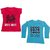 Indistar Girls Cotton 1 Full Sleeves Printed T-Shirt and 1 Half Sleeves T-Shirt (Pack of 2)_Blue::Red_Size: 8-9 Year