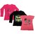 Indistar Girls 2 Cotton Full Sleeves and 1 Half Sleeves Printed T-Shirt (Pack of 3)_Red::Black::Pink_Size: 6-7 Year