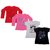 Indistar Girls 2 Cotton Full Sleeves and 2 Half Sleeves Printed T-Shirt (Pack of 4)_Red::Pink::White::Black_Size: 6-7 Year