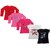 Indistar Girls 3 Cotton Full Sleeves and 2 Half Sleeves Printed T-Shirt (Pack of 5)_Red::Red::Pink::Grey::Black_Size: 6-7 Year