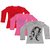 Indistar Girls Cotton 3 Full Sleeves Printed T-Shirt (Pack of 2)_Red::Pink::White_Size: 8-9 Year
