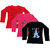 Indistar Girls Cotton 3 Full Sleeves Printed T-Shirt (Pack of 2)_Red::Red::Black_Size: 8-9 Year