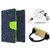 Mercury Wallet Flip case Cover For Micromax Unite 3 Q372  (BLUE) With Micro Usb Flat Cable + Ok mobile Stand