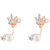 Jazz Jewellery Rose Gold Plated Crown Shape White Cubic Zirconium & Pearl Studded Designer Studs For Women and Girls