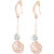 Jazz Jewellery Rose Gold Plated Flower Shape Rhinestone Studded Drops & Dangle Earrings For Women and Girls
