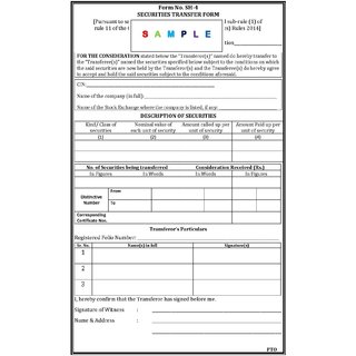 Form No. SH-4 SECURITIES TRANSFER FORM SHARE TRANSFER DEED