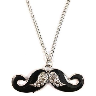 Black Moustache Long Necklace For Women
