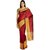 Parchayee Red Art Silk Plain Saree With Blouse