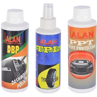 Lalan Car Polish Kit - DASHBOARD POLISH (250 ml) + TYRE POLISH (250 ml) + EXTERIOR / PAINT PROTECTION POLISH  (250 ml)