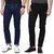 Stylox Men's Blue  Black Slim Fit Jeans (Pack of 2)