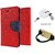 Mercury Wallet Flip case Cover For HTC Desire 516  (RED) With Micro Usb Flat Cable + Ok mobile Stand