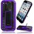 HR Wireless Slim Hybrid Leather Hard and TPU with Kickstand Cover Case for iPhone 6 - Retail Packaging - Black/Purple