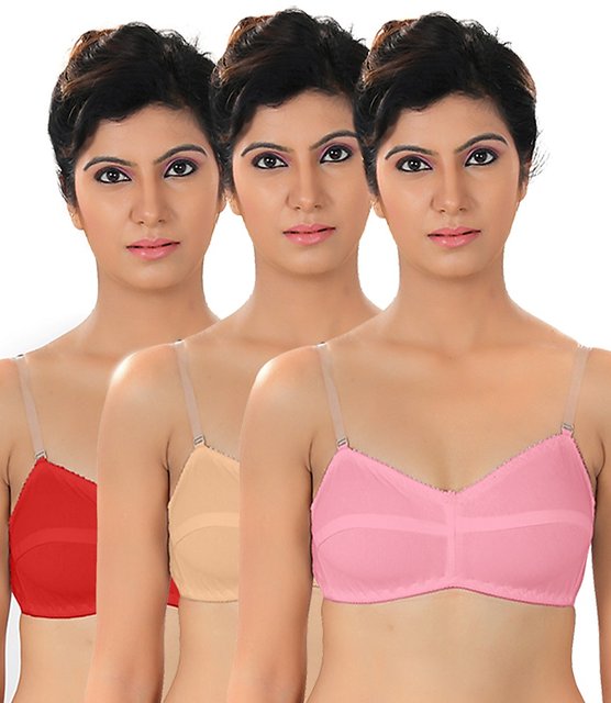 Pack of 3 Cotton Bra With Transparent Straps best for Tshirt or Sports bra