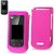 Reiko Rubberized Protector Cover for Motorola WX415 - Retail Packaging - Pink