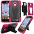 HR Wireless T-Stand Cover Case for LG Access LTE L31G L31L L31C F70 - Retail Packaging - Black/Hot Pink
