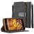 SOJITEK ZTE Max+ Premium Two Tone Series Black Color Leather Wallet Case with Stand/ Removable Strap, Card & Money Pocke