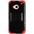 Reiko Slim Hybrid Case with Kickstand for HTC One M7 - Non-Retail Packaging - Red/Black