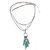 Phenovo Natural Stone Tassel Silver Plated Necklace Multilayer Leather Cord Pendant