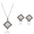 Phenovo Fashion Women Rhinestone Silver Black Necklace Earrings Jewelry Sets