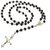 Men Style 5 mm BeadCatholic  Rosary Cross Pendant  Black  Crystal Link Necklace