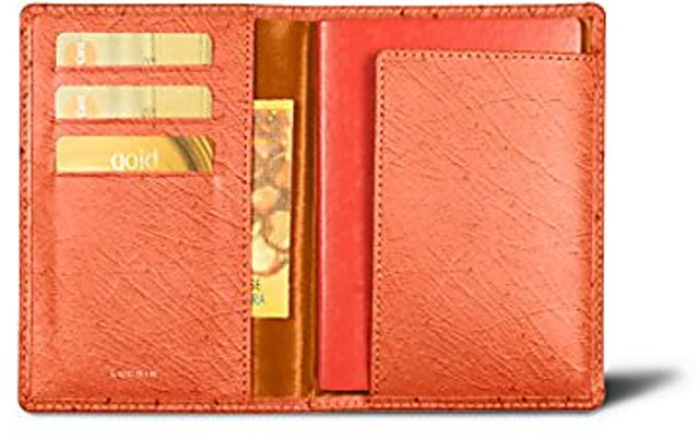 Lucrin - Passport and Loyalty Card Holder - Beige - Real Ostrich Leather :  : Fashion