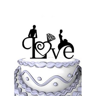 Buy Meijiafei Wedding Cake Topper - Cursive Love with Bride and Groom ...
