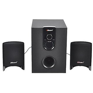 2BOOM Stylish Multimedia Speakers, AC Powered, 2.1 Channel With Sub Woofer Black
