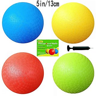 5 Inch Playground Balls (Set Of 4) With 1 Hand Pump