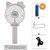 Portable USB Mini Cooling Fan with Metal Clip for Home Office Outdoor (Rechargeable,Handheld,Hello Kitty Style (white)