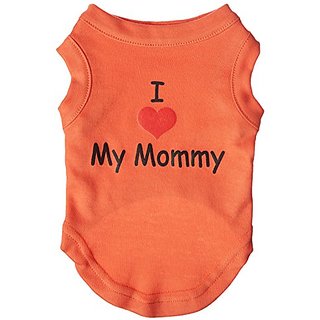 Mirage Pet Products 10-Inch I Love My Mommy Screen Print Shirts For Pets, Small, Orange
