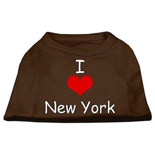 Mirage Pet Products 14-Inch I Love New York Screen Print Shirts For Pets, Large, Brown