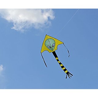 Large Easy Flyer Big Alien Face Kite 7 X 4 Ft With String And Handle, Super Easy To Fly