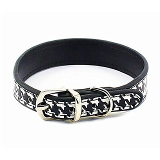 Adjustable Pet Dog Cat Houndstooth PU Leathe DMC Hotfix Rhinestone Callar Basic Style M