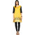 Mytri Yellow  Embroidered Chanderi 3/4th Sleeves   Kurta